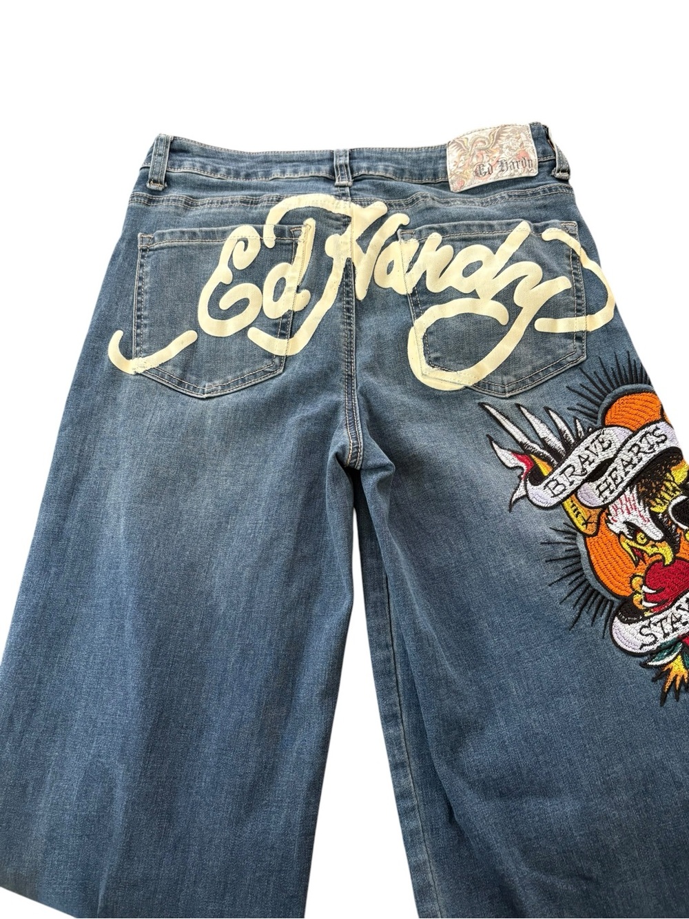 RARE Ed Hardy "Brave Hearts Stay True" Wide Leg Jeans - Size 28 🐅 EUC!!!